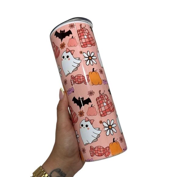 Halloween Themed Pink Tumbler NWT - Picture 3 of 3
